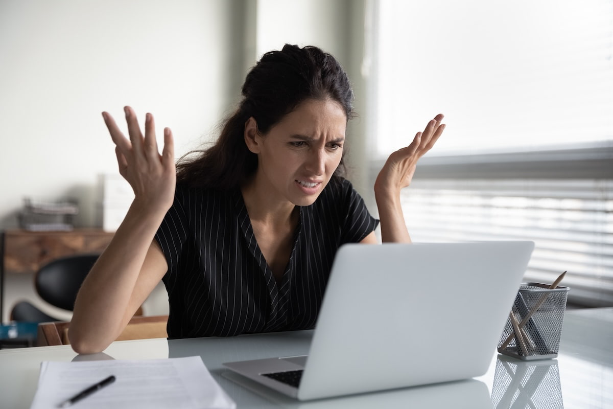 Woman frustrated by internet outage